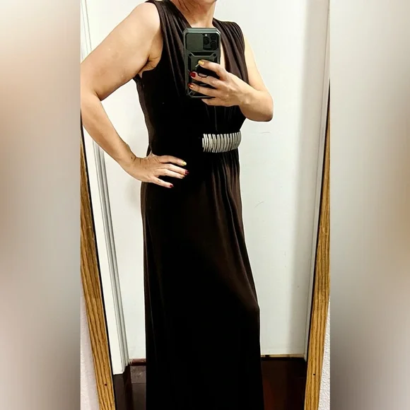 BIG SALE(4 for $30)- Calvin Klein One Shoulder Brown Dress - Picture 2 of 4